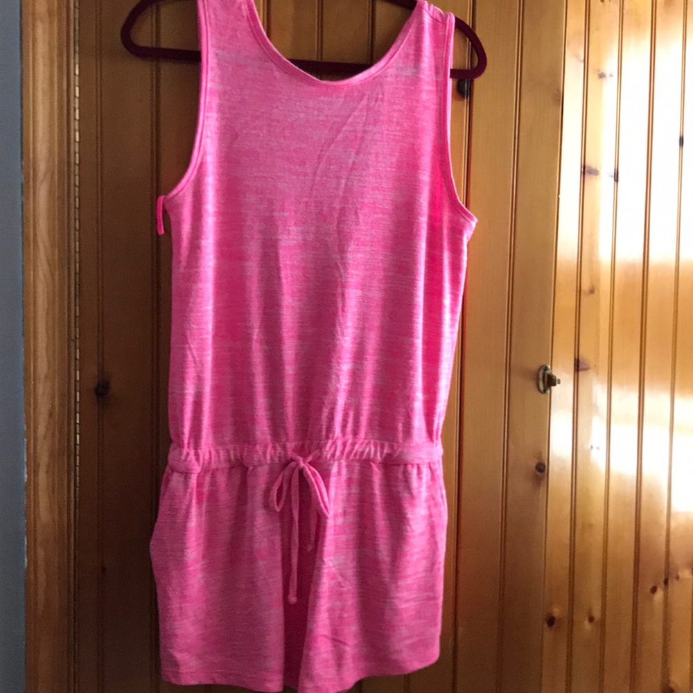 Hot pink knit sleeveless romper